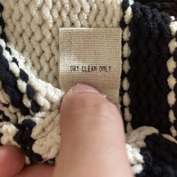 Moon River Long Vest Sweater Size M Beige Black Striped Knit Fringe Hem Boho - Picture 10 of 10